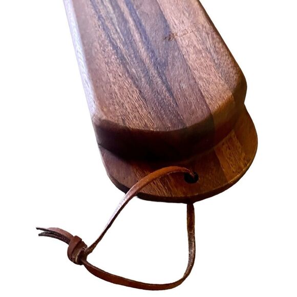 Napastyle 2007 French Bread Baguette Acacia  Wood Cutting Board Leather Hanger - Picture 12 of 15